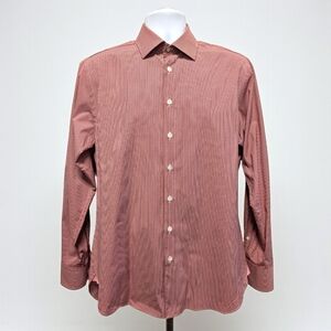 Pink Shirtmaker London Men's Athletic Fit Red Gingham Check Dress Shirt 15.5/39